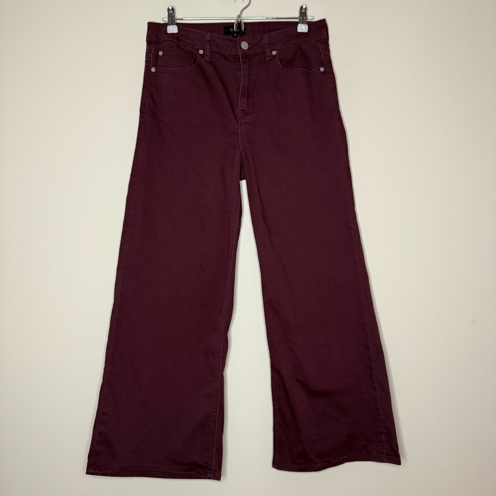 QUINCE Bella Wide Leg Stretch Jeans 28” Inseam in Wine Tasting - Picture 2 of 9